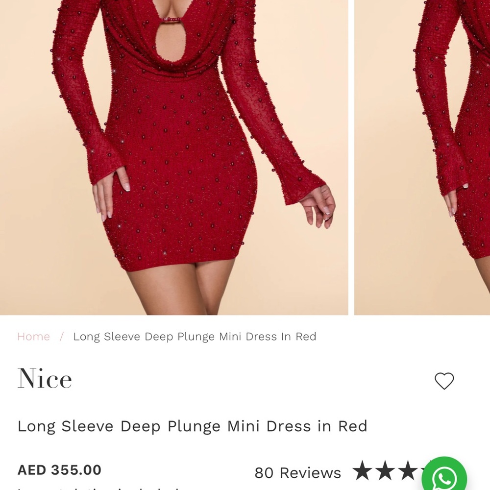 Chic Long Sleeve Red Beaded Dress
